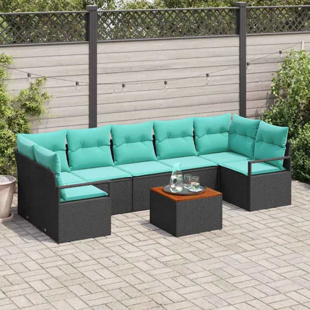 vidaXL Tuinbankenset 8 st Zwart poly rattan, foto 2