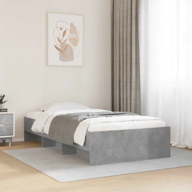 vidaXL Bedframe bewerkt hout betongrijs 90x200 cm grijs