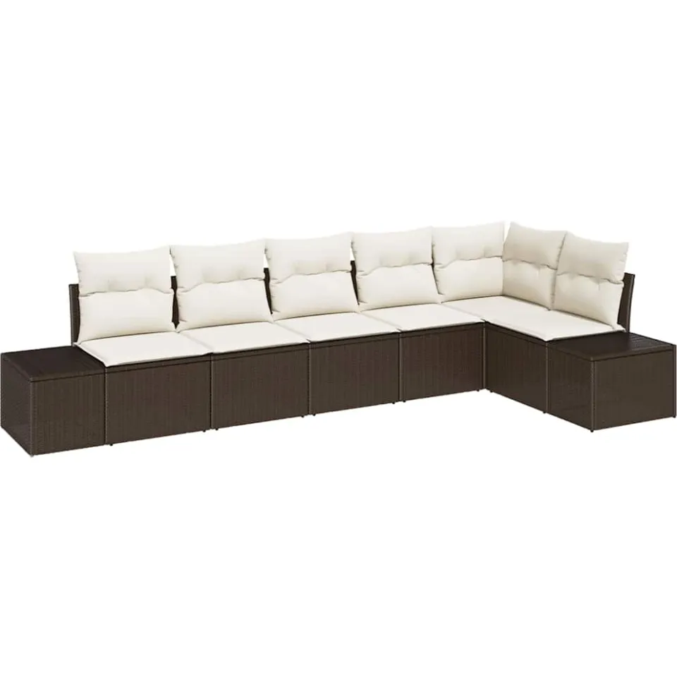 vidaXL Tuin Sofa Set 6 st Bruin en Crème poly rattan