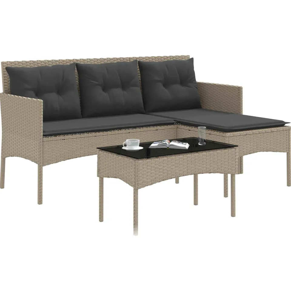 vidaXL Tuinbankenset 2 st poly rattan Lichtgrijs