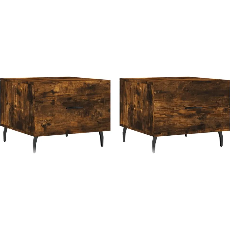 vidaXL Salontafels 2 st 50x50x40 cm bewerkt hout gerookt eikenkleurig, foto 3