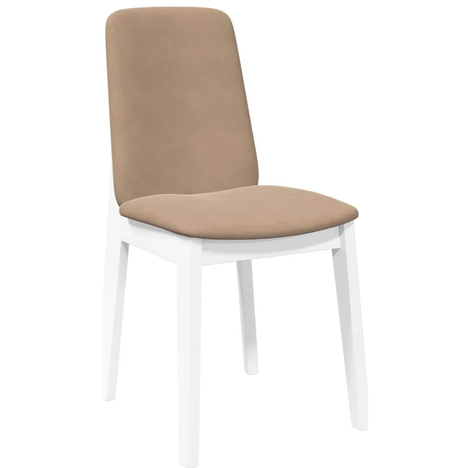 vidaXL Eetkamerstoelen met kussens 2 st massief hout rubber wit, foto 4