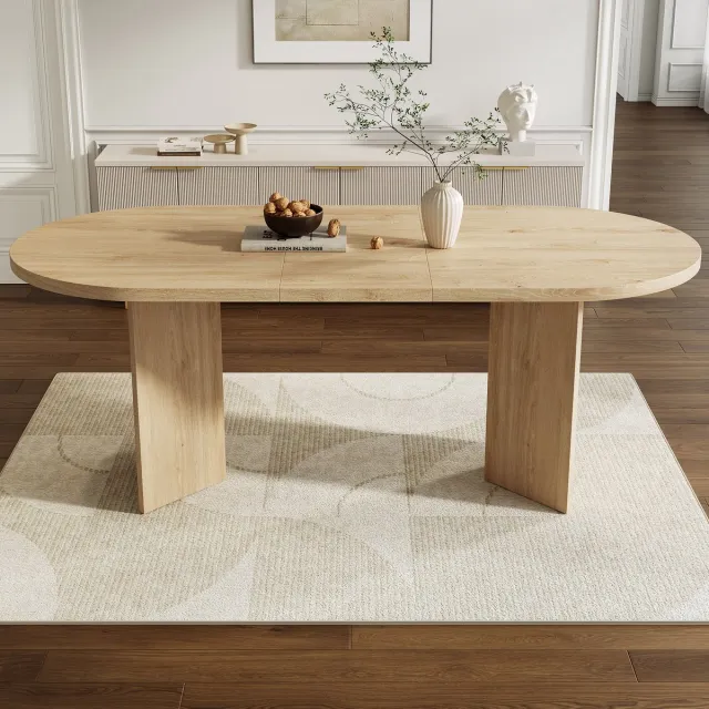 REDOM Eettafel - 18 mm dik tafelblad - Afgeronde hoeken - Versterkte constructie - MDF - Eikenkleur - 160 x 80 x 75 cm