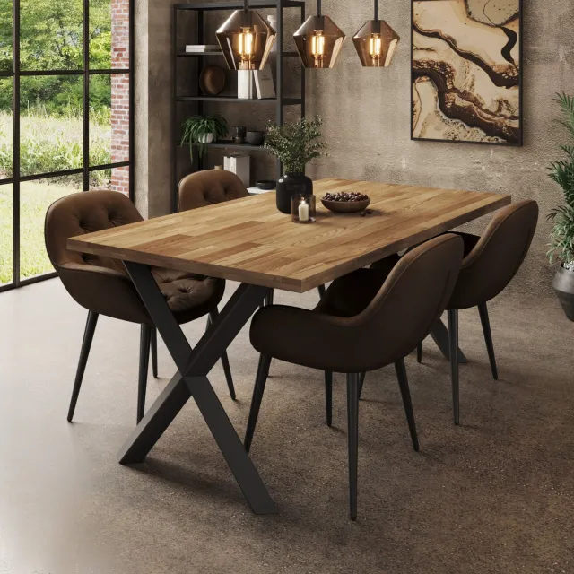 MEUBELLA Ottavio - Eetkamertafel - Eikenpatroon - 180x100x77 cm Bruin