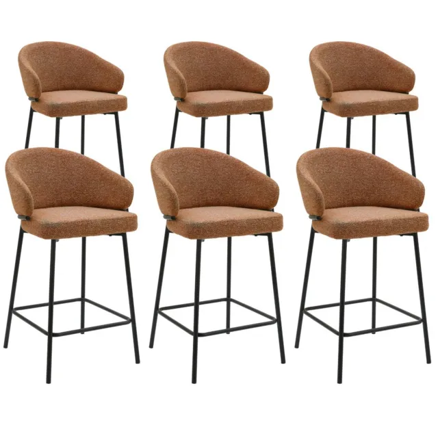 DS4U Sofia barkruk 65 cm - Set van 6 - Terracotta met zwarte poot - Stof