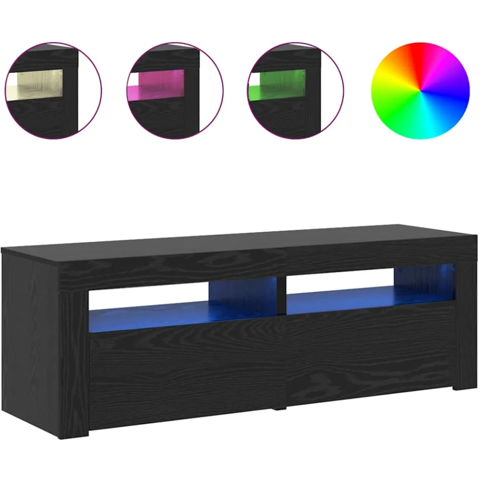 vidaXL Tv-meubel met LED 120x35x40 cm bewerkt hout zwart eiken, foto 4