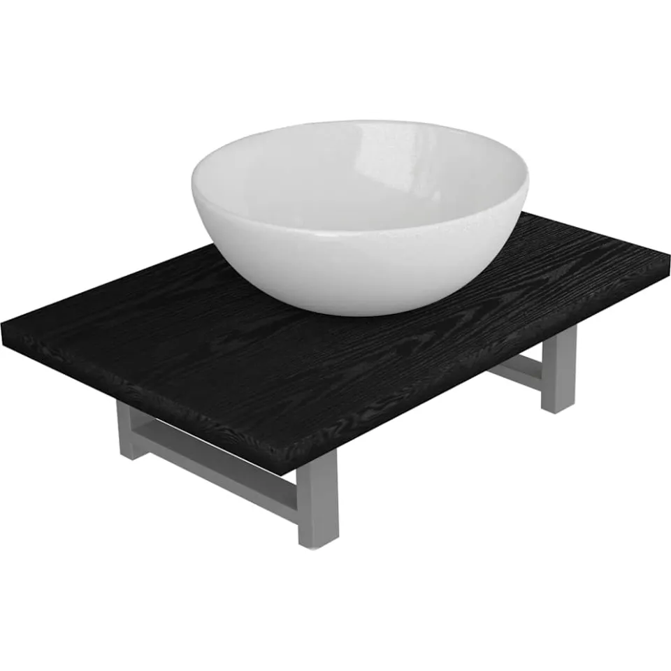 vidaXL 2-delige Badkamermeubelset keramiek zwart, foto 4
