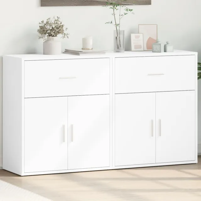 vidaXL Dressoirs 2 st 60x31x70 cm bewerkt hout wit, foto 2