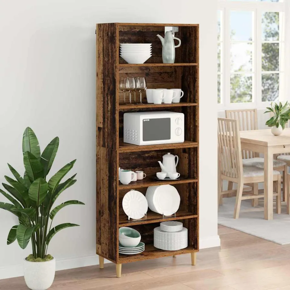 vidaXL Hoge kast Oud Hout 69,5 x 32,5 x 180 cm Bewerkt hout bruin, foto 3