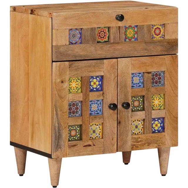vidaXL Nachtkastje Naturel 50 x 33 x 60 cm Massief Mango Hout Bruin