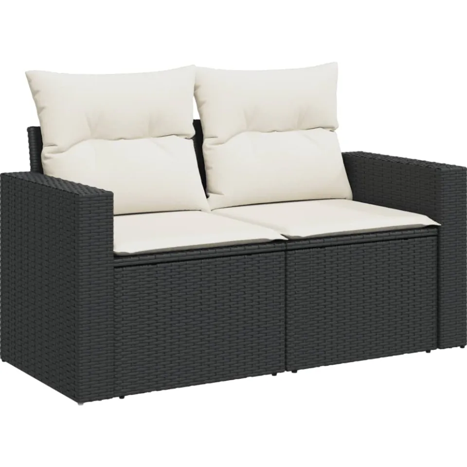 vidaXL 11-delige Loungeset met kussens poly rattan zwart