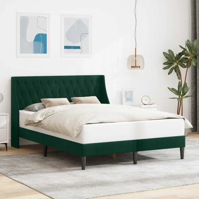 vidaXL Bedframe met hoofdeinde Donkergroen 140 x 200 cm Fluweel