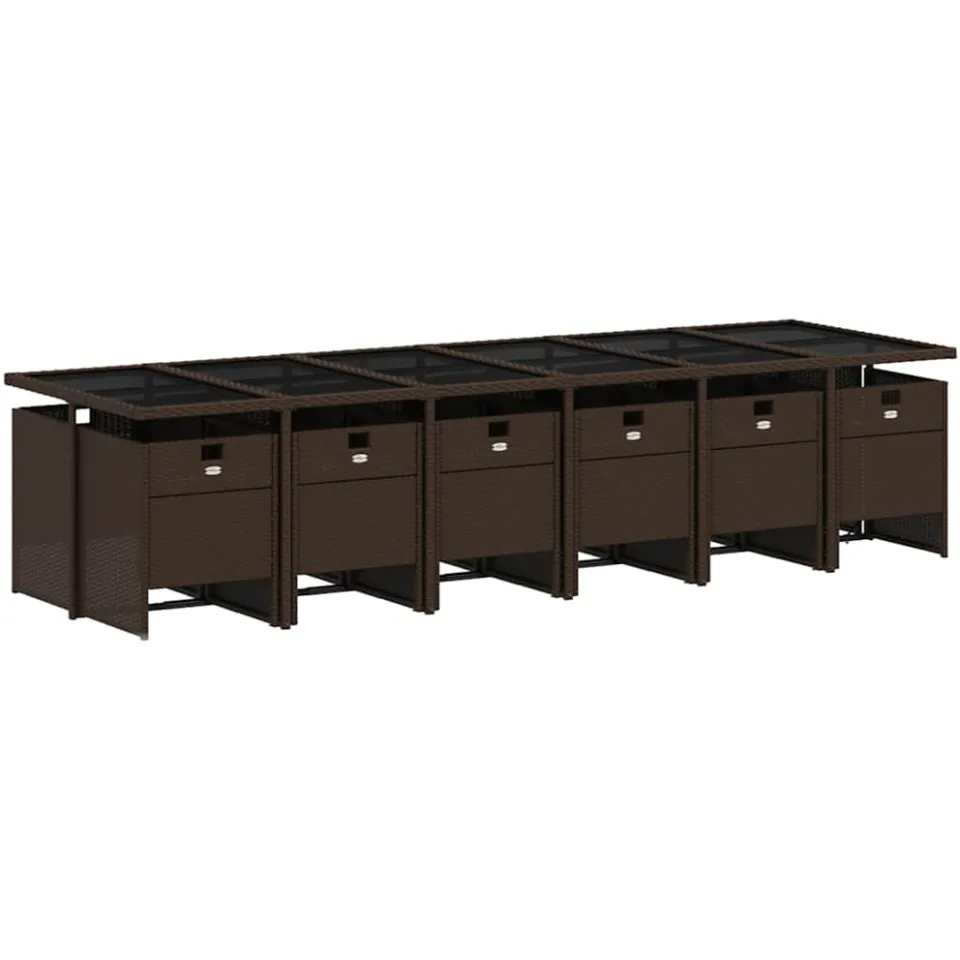 vidaXL 13-delige Tuinset met kussens poly rattan bruin, foto 4