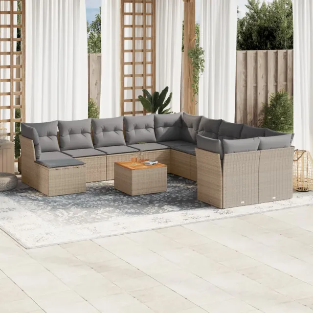 vidaXL Patio Sofa Set 11-zits Mix Beige en Lichtgrijs, foto 2