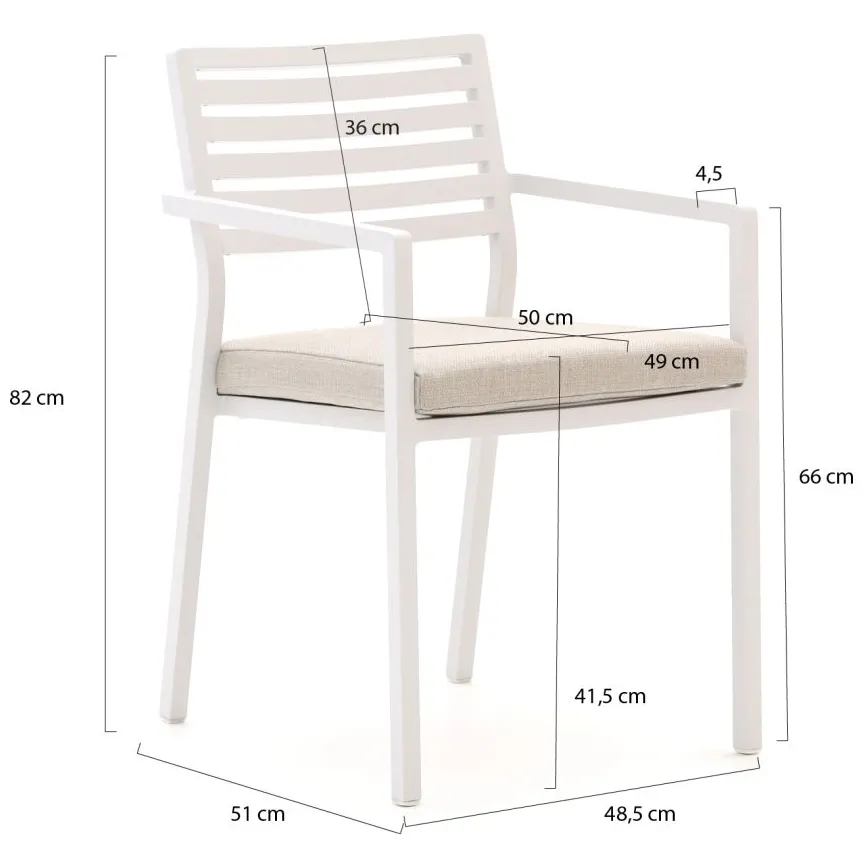 Bellagio tuinmeubelen Bellagio Rumo/Sora 220cm dining tuinset 7-delig stapelbaar Wit