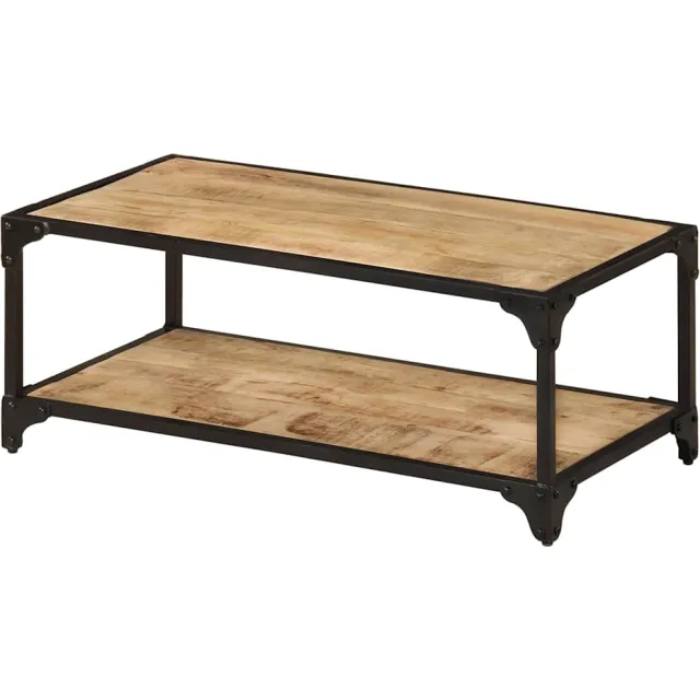 vidaXL Salontafel 90x45x35 cm massief ruw mangohout bruin, foto 2
