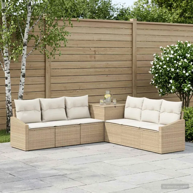vidaXL Bankstel 7 st Beige en Crème Wit 123 x 62 x 69 cm