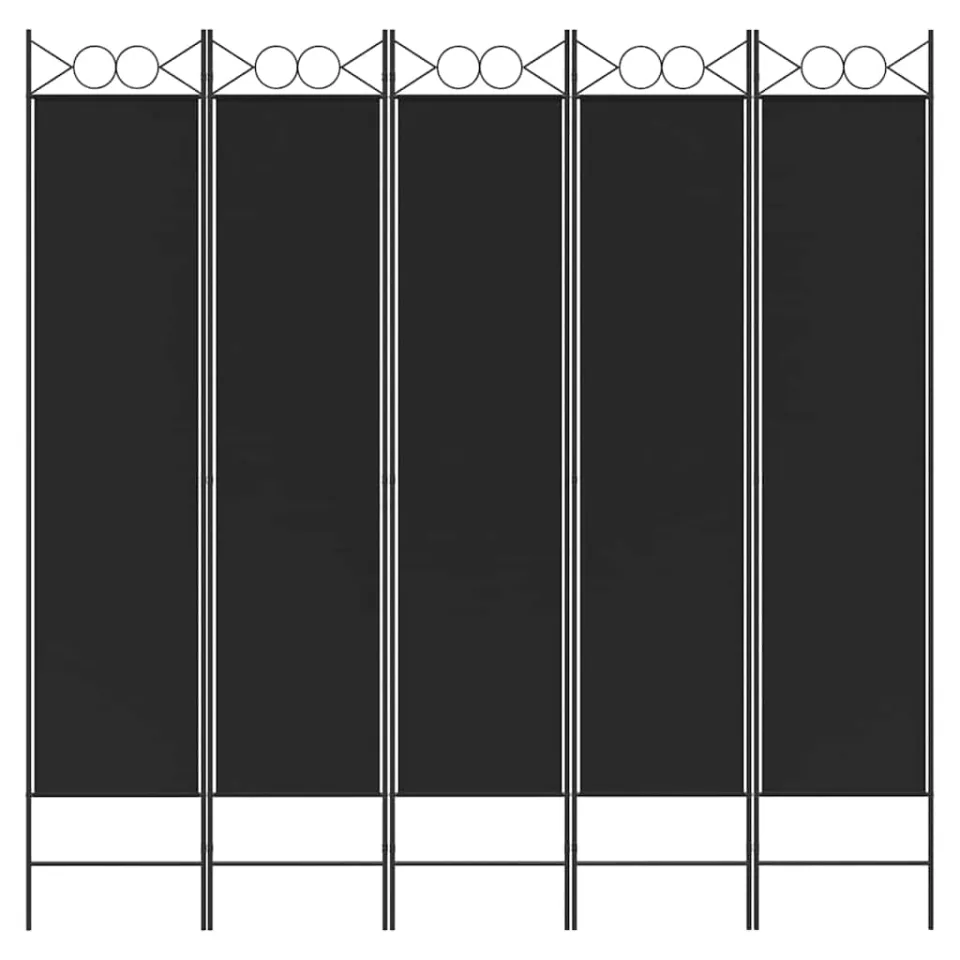 vidaXL Kamerscherm met 5 panelen 200x200 cm stof zwart