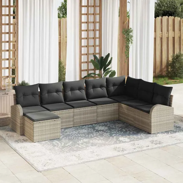 vidaXL Tuin Sofa Set 8 st Lichtgrijs [Synthetisch]: Poly Rattan, foto 2