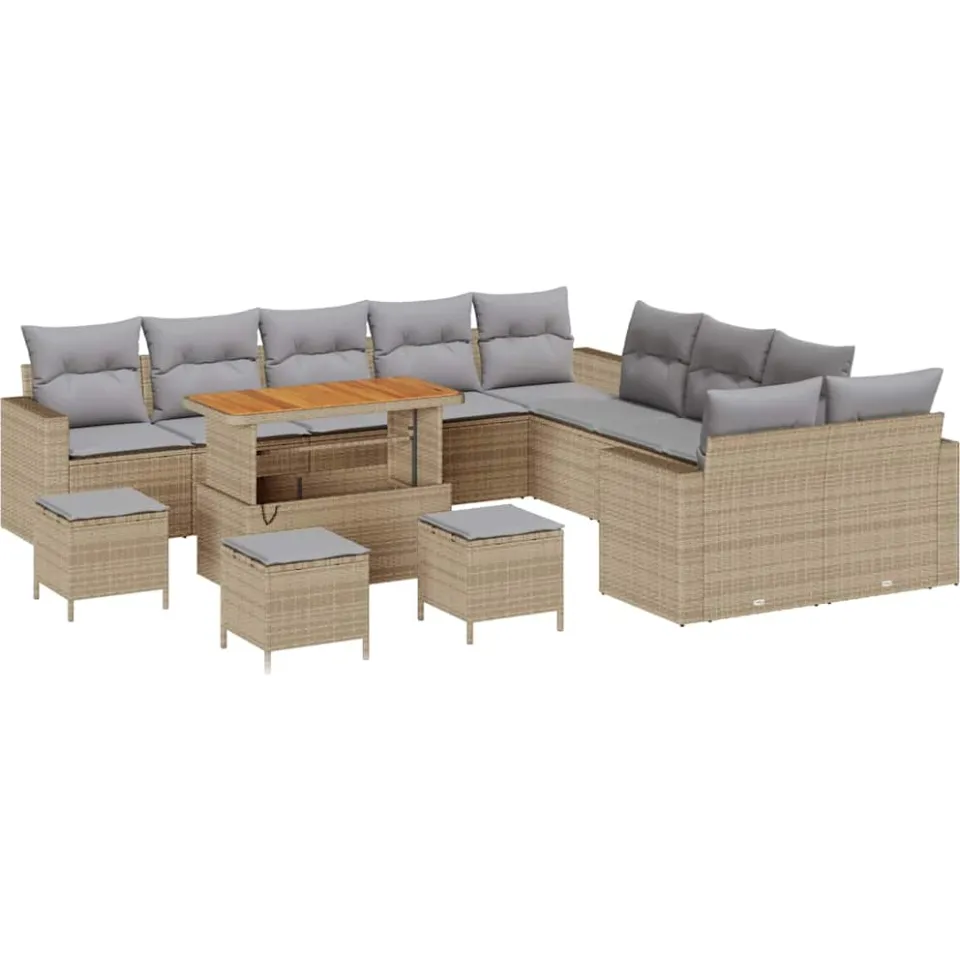 vidaXL Tuinbankenset 14 st Beige poly rattan