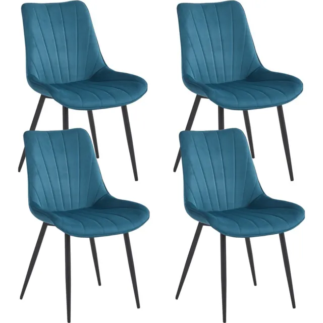 Colenis Lesedi Eetkamerstoel - Set Van 4 - Petrol - Fluweel - Velvet - Industrieel