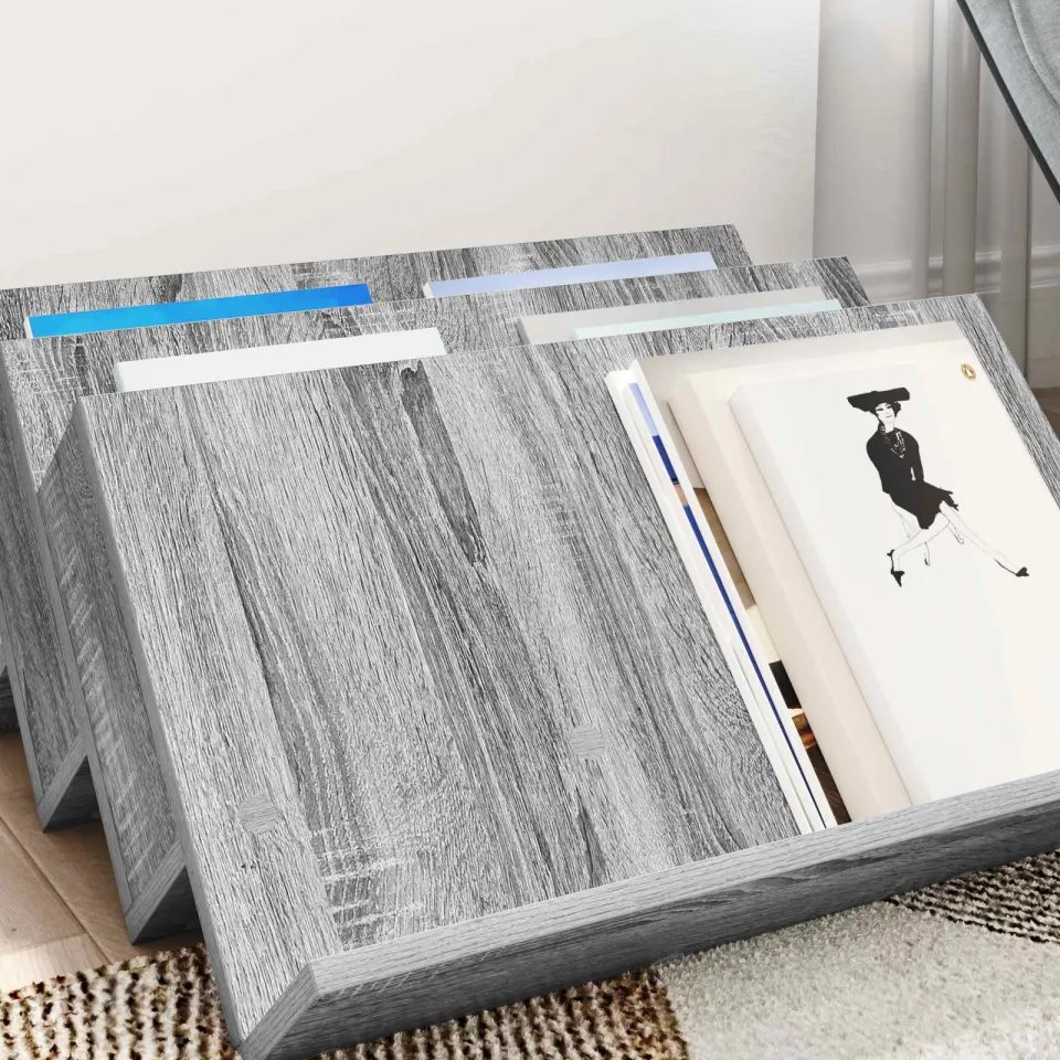 vidaXL Tijdschrift Rek Grijs Sonoma 65 x 53 x 28,5 cm Bewerkt hout, foto 3