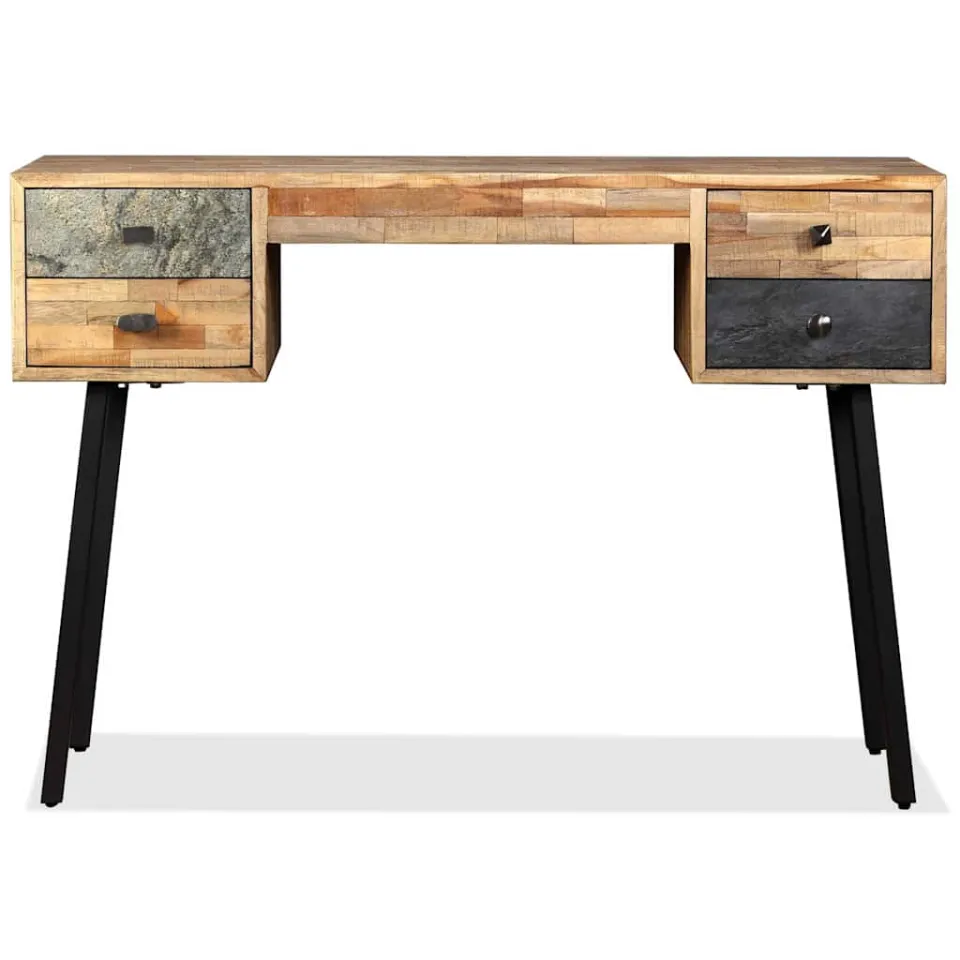 vidaXL Schrijftafel 110x50x76 cm massief gerecycled teakhout meerkleurig, foto 3