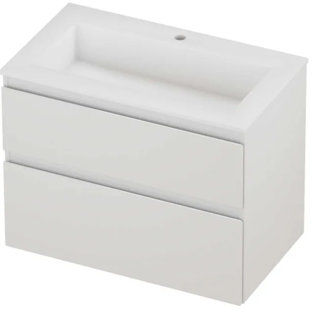 Proline Aristo Badmeubelset Polystone Elegant 1 Kraangat 80x46x62 cm Mat White Glans Wit
