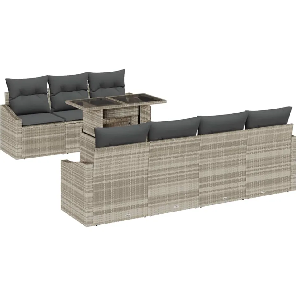 vidaXL Tuin Sofa Set 8 st Lichtgrijs poly rattan