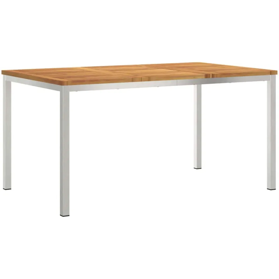 vidaXL Eettafel 150x90x75 cm Massief Acacia Hout en Roestvrijstaal, foto 3