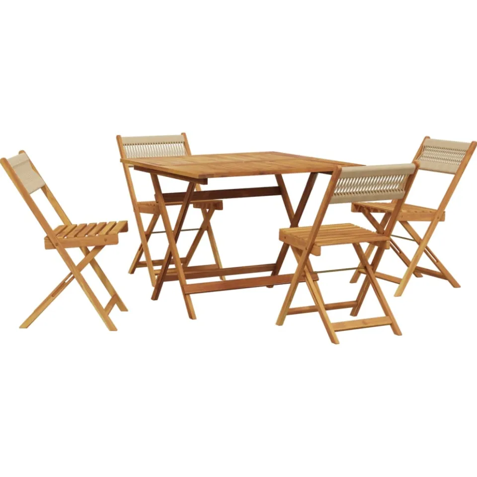vidaXL 5-delige Tuinset polypropeen en massief hout beige, foto 3