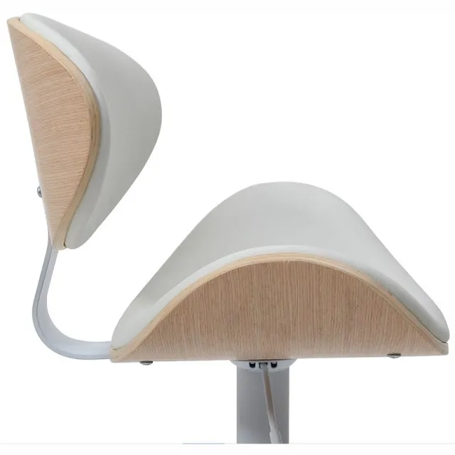 Vente-unique Barkruk van kunstleer en metaal - Afstelbare hoogte - Licht naturel en wit - MONTENEGRO L 49.5 cm x H 111 cm x D 46 cm