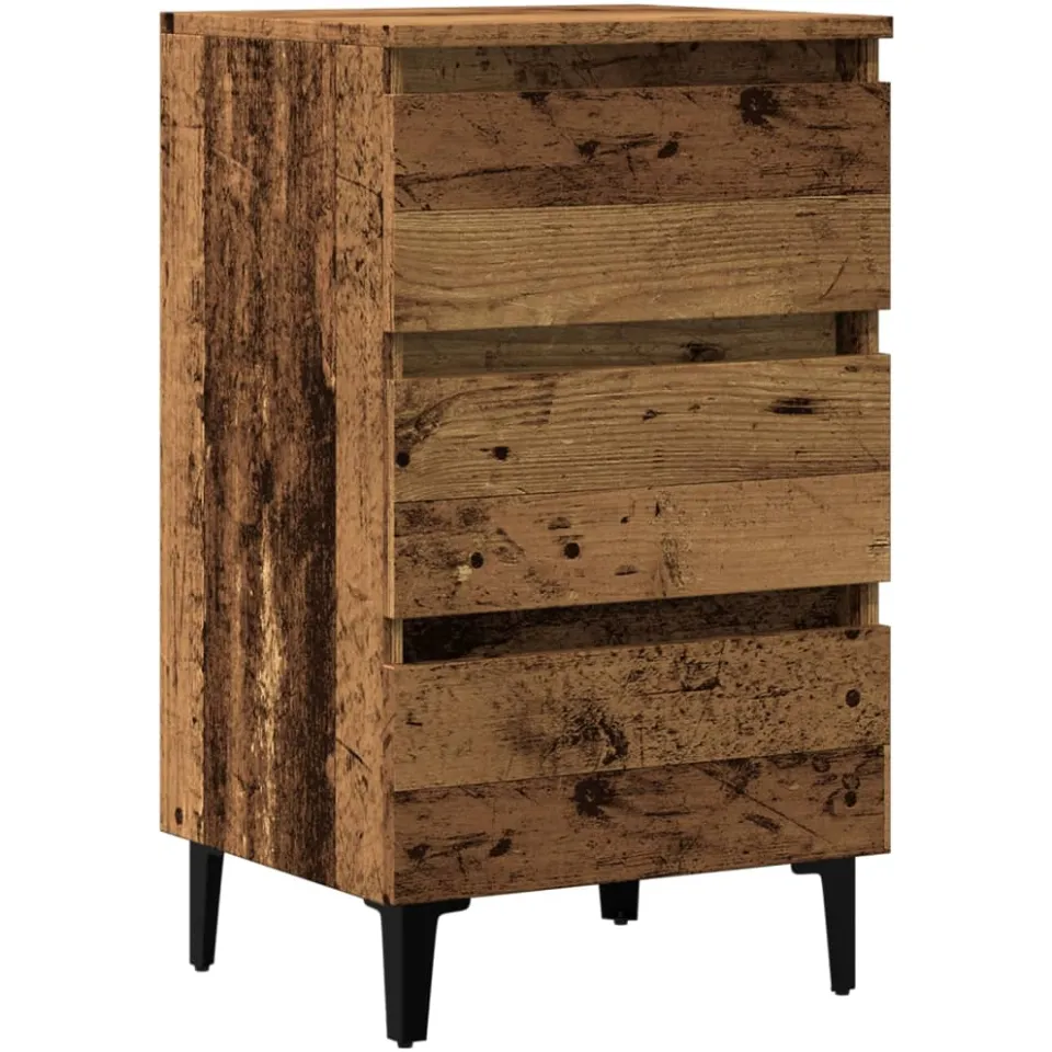 vidaXL Nachtkastje met metalen poten 40x35x69 cm oud houtkleurig Bruin