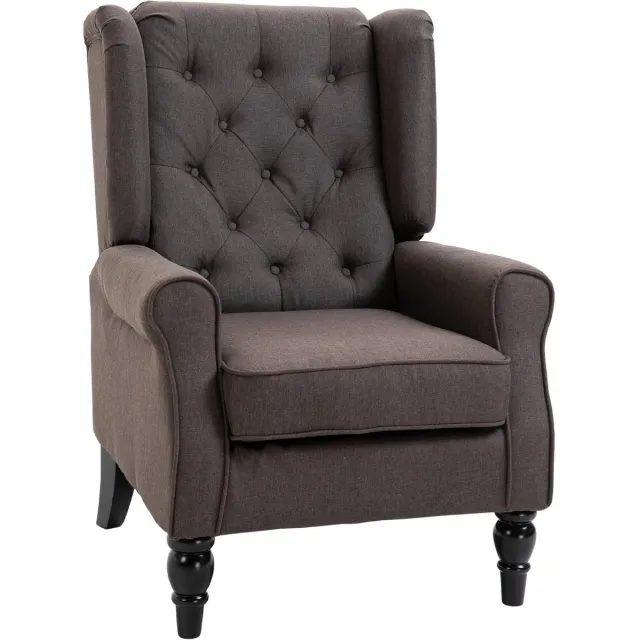 Homona Oorfauteuil - Met knoopdetails - 74 x 86 x 102 cm - Bruin