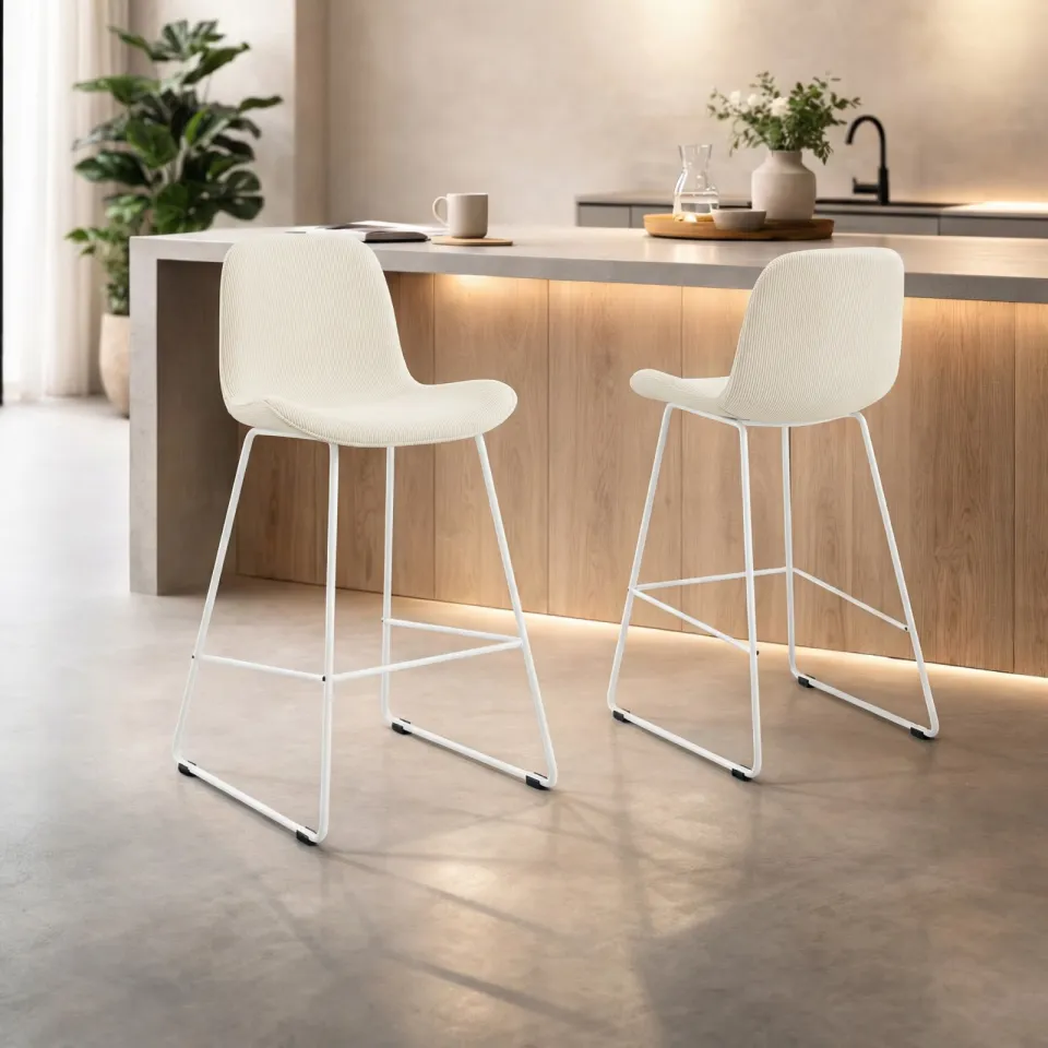 Nolon Nino-Fé barkruk rib beige - wit onderstel - 65 cm, foto 2