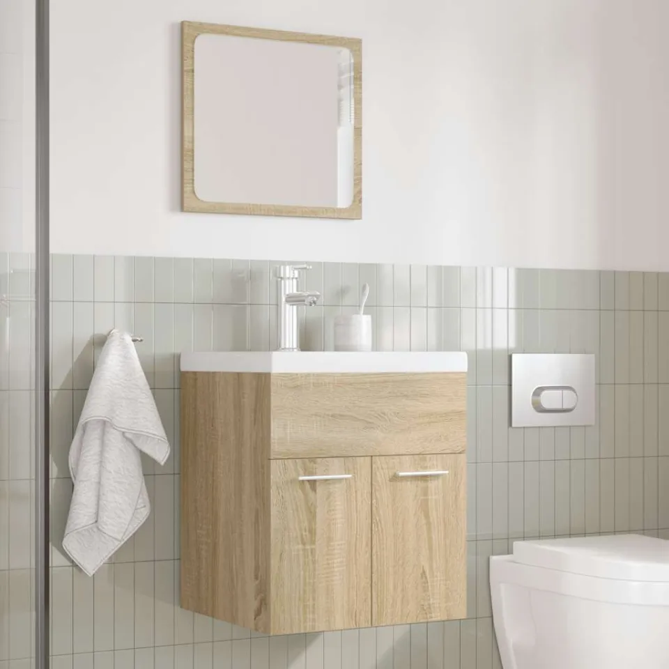 vidaXL 3-delige Badkamermeubelset bewerkt hout sonoma eikenkleurig, foto 2