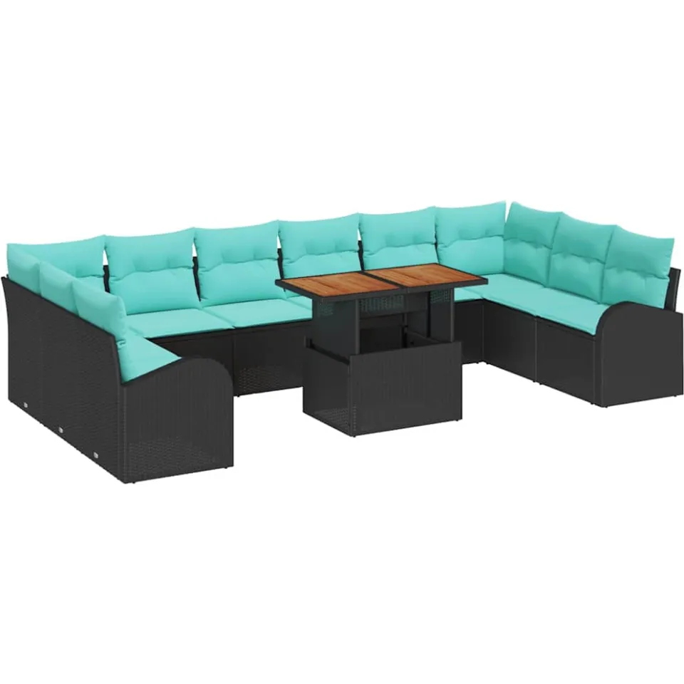 vidaXL Tuin Sofa Set 11 st Zwart Poly riet