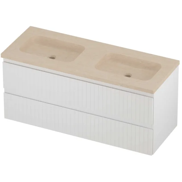 Proline Rollo Badmeubelset Hardsteen Elegant Symmetrisch 120x46x54 cm Sand Stone Mat Wit