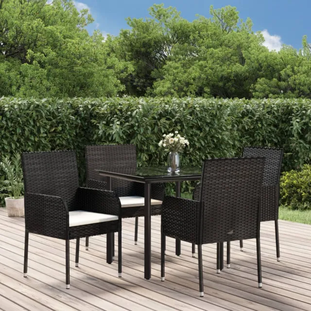 vidaXL 5-delige Tuinset met kussens poly rattan zwart, foto 2