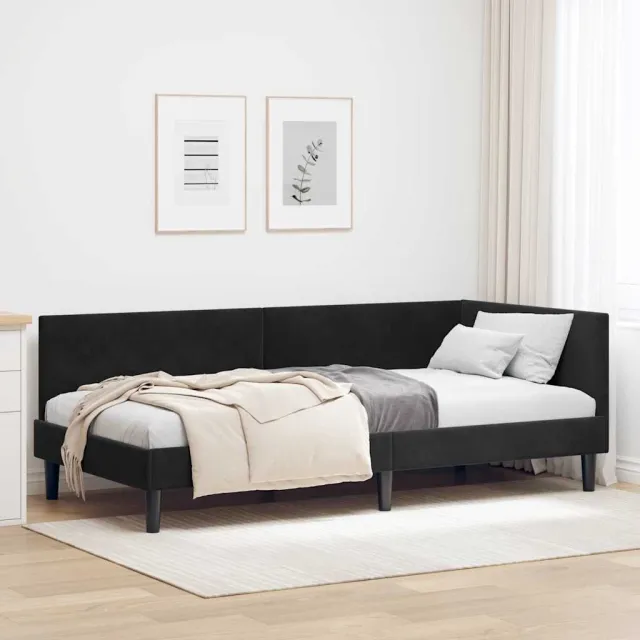 vidaXL Hoekbedframe Zwart 90 x 190 cm fluweel
