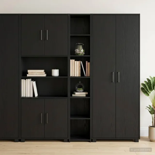 vidaXL Hoge kast Zwart eiken 30 x 41 x 185 cm Bewerkt hout, foto 2