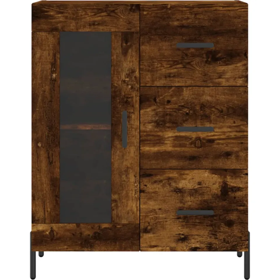 vidaXL Dressoir 69,5x34x90 cm bewerkt hout gerookt eikenkleurig