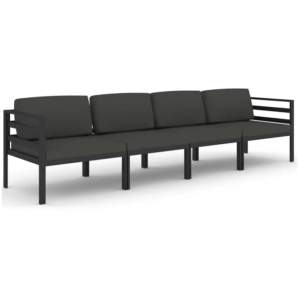 vidaXL 4-delige Loungeset met kussens aluminium antracietkleurig