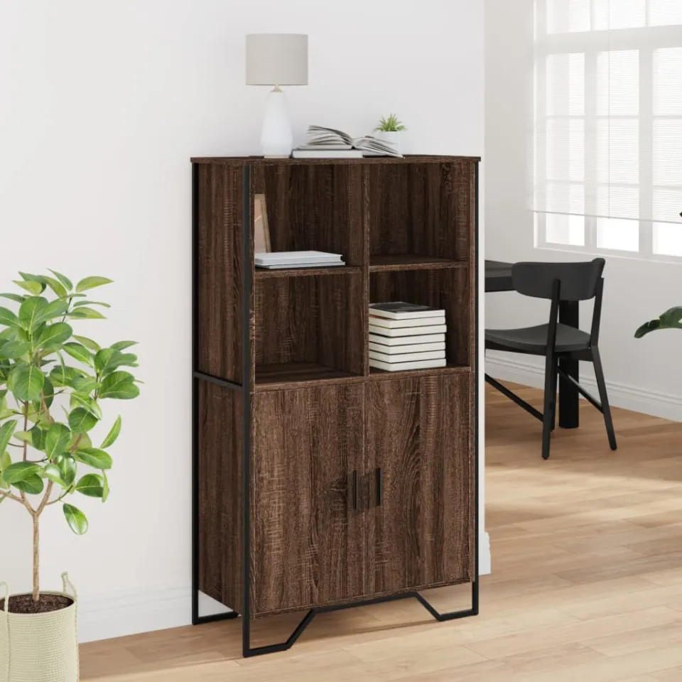 vidaXL Hoge kast 79,5x35,5x137,5 cm bewerkt hout bruin eikenkleur, foto 2