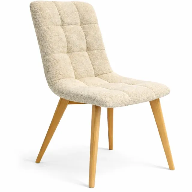 TeakOne Set Van 2 - Javea lux - houten poten - Champagne Beige - Comfortabele stoel voor eetkamer of keuken