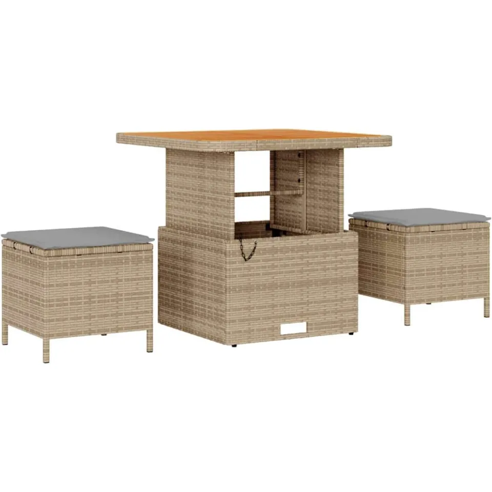 vidaXL Tuin Sofa Set 11 st Beige poly rattan, foto 4