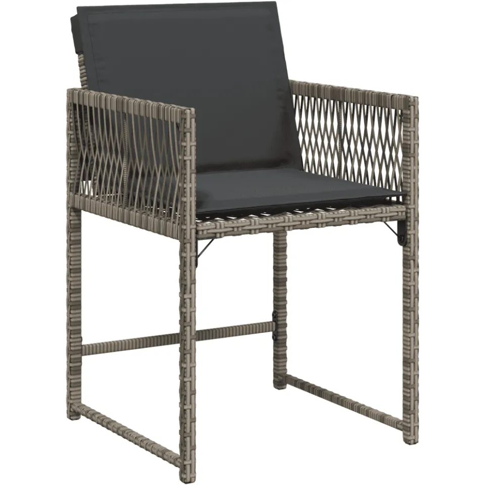 vidaXL 11-delige Tuinset met kussens poly rattan grijs