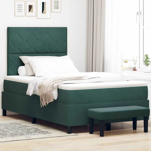 vidaXL Boxspring bed met hoofdeinde Donkergroen 190 x 120 cm Fluweel