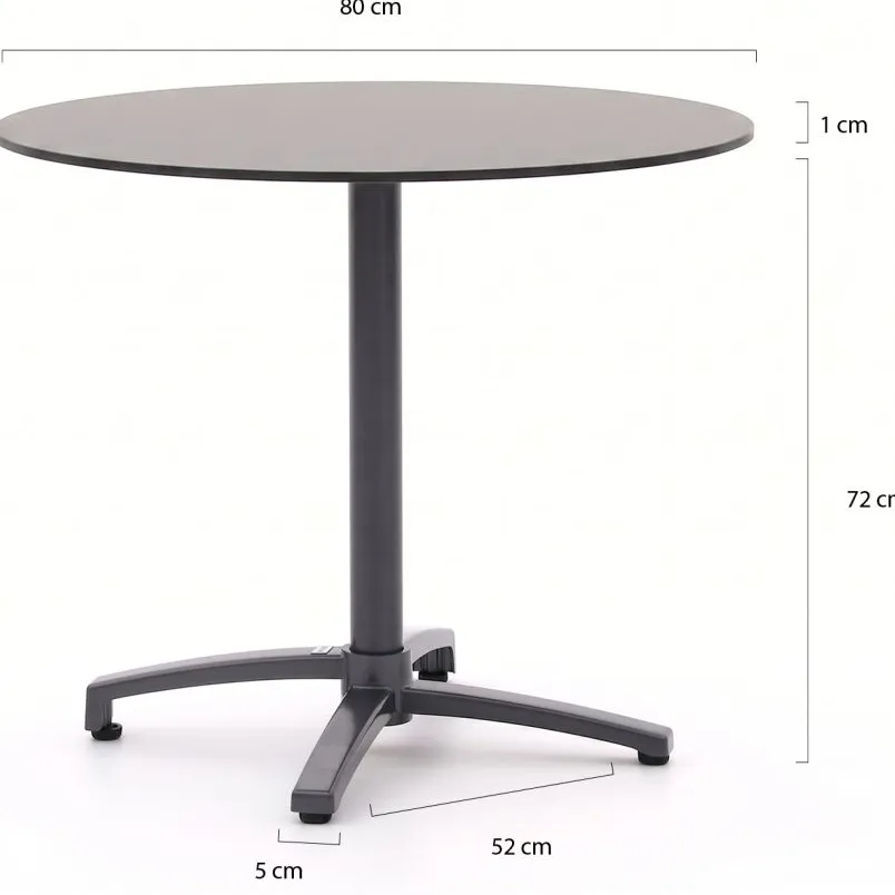 Bellagio tuinmeubelen Bellagio Canzo klaptafel ø80cm (h:73cm) grijs, foto 2