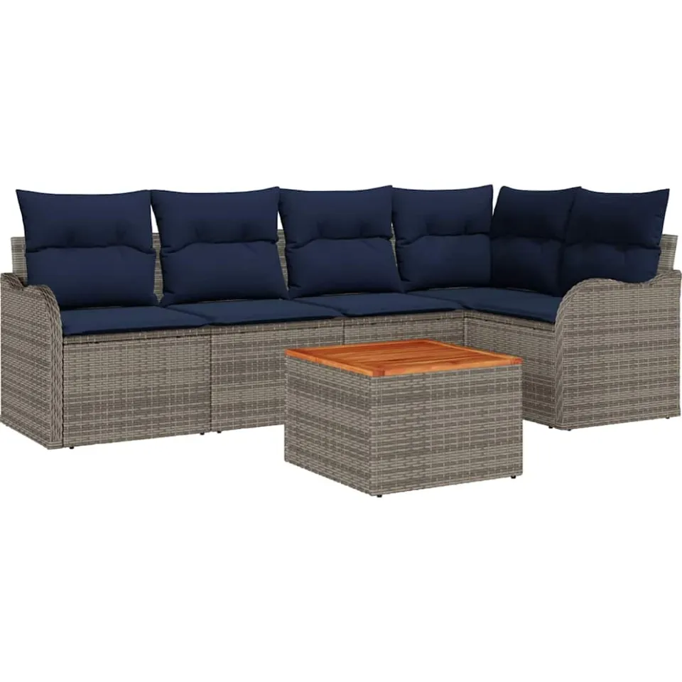 vidaXL Tuinbankenset 6 st Grijs poly rattan